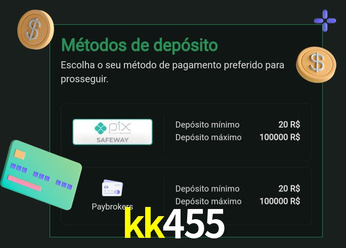 O cassino kk455 oferece uma grande variedade de métodos de pagamento